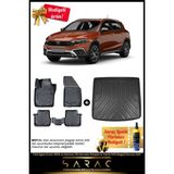 Fiat Egea Cross 2020 ve Sonrası Araca Özel 3D Havuzlu Paspas & Tamir Kitli Bagaj Havuzu Set+Hediyeli - Siyah