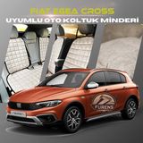 Fiat Egea Cross Bej Renk Tay Tüyü Cepli & Terletmez Sırtlı Oto Koltuk Minder Seti - Koltuk Koruma Kılıfı (Ön & Arka Tam Set)