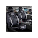 Fiat Egea Cross ile Uyumlu Lüx Deri Detaylı Oto Koltuk Kılıfı Ön Arka Takım Cyrus SİYAH BEYAZ