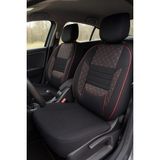 Fiat Egea Cross ile Uyumlu Oto Koltuk Kılıfı Seti, Siyah-Kırmızı, Deri Detaylı, Tam Set