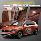 Fiat Egea Cross Kahverengi Renk Tay Tüyü Cepli & Terletmez Sırtlı Oto Koltuk Minder Seti - Koltuk Koruma Kılıfı (Ön & Arka Tam Set)