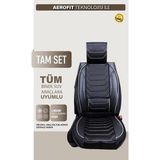 Fiat Egea Cross Uyumlu Isofix Destekli Premium Venezia Serisi Deri Oto Koltuk Kılıfı Ön Arka 5’li Set Siyah Beyaz Renk - Siyah - Beyaz