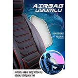 Fiat Egea Cross Uyumlu Lüx Deri Oto Koltuk Kılıfı Ön Arka Takım Antalya Serisi Siyah Kırmızı