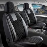 Fiat Egea Cross Uyumlu Lüx Yarı Deri Oto Koltuk Kılıfı Ön Arka Takım Chester Serisi Siyah