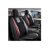 Fiat Egea Easy Stil Uyumlu Lüx Yarı Deri Oto Koltuk Kılıfı Ön Arka Takım Chester Siyah Kırmızı