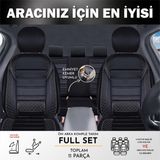 Fiat Egea Hb Uyumlu Yarı Deri Oto Koltuk Kılıfı Ön/arka 5 Li Set Norm Siyah