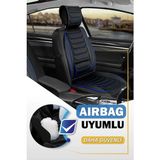 fiat Egea Hb Uyumlu Yarı Deri Oto Koltuk Kılıfı Ön/arka 5li Anka Set Siyah-Mavi - Antalya - Siyah - Mavi