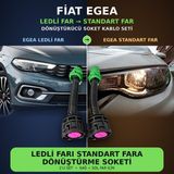 Fiat Egea LED Far Fiş Çevirici Adaptör Halojen Standart Far Dönüşüm Soketi Sağ Sol 2 Adet