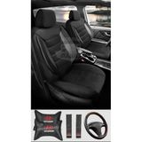 Fiat Egea Linea Albea Punto Palio Uyumlu Siyah Tay Tüyü Ön Arka Full Takım Koltuk Kılıfı Boyun Yastığı Kemer Koforu Direksiyon Kılıfı Set