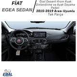Fiat Egea Sedan (2015-2019) Uyumlu Özel Desenli Krom Ayak Dinlendirme ve Ayak Dayama Pedalı Paslanmaz Çelik - Gümüş