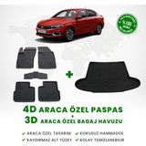 Fiat Egea Sedan 4D Havuzlu Paspas ve Bagaj Havuzu Seti - Siyah