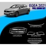 Fiat Egea Uyumlu 2021+ Krom Set (Cam Çerçeve.-Ön Tampon Çıt.-Sis Çerçevesi) Parça Egea