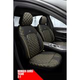 Fiat Fiorino 2007-2016 Hafif Ticari – Ticari Araç 2+1 Uyumlu Monaco Serisi Eviza Koltuk Kılıfı – Siyah/sarı, Kolay Montaj - Siyah - Sarı