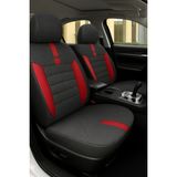 Fiat Fiorino 2008–2024 Grindsport Serisi Koltuk Kılıfı Siyah Kırmızı Pamuklu Kumaş ve Deri Detaylı - Siyah - Kırmızı