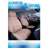 Fiat Fiorino Combi Mix 2+1 Parçalı Lüx Deri Oto Koltuk Kılıfı Ön Arka Takım Royal BEJ