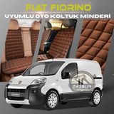 Fiat Fiorino Kahverengi Renk Tay Tüyü Cepli & Terletmez Sırtlı Oto Koltuk Minder Seti - Koltuk Koruma Kılıfı (Ön & Arka Tam Set)