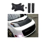 Fiat Fiorino Ön Kaput Koruyucu Spor Tuning Model Maske Beyaz Nakış Kapitone Yastık-Kemer Setli 125MPS
