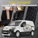 Fiat Fiorino Siyah Renk Tay Tüyü Cepli & Terletmez Sırtlı Oto Koltuk Minder Seti - Koltuk Koruma Kılıfı (Ön & Arka Tam Set)