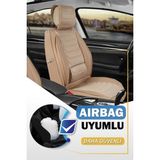 Fiat Fullback Uyumlu Yarı Deri Oto Koltuk Kılıfı Ön-Arka 5li Anka Set Bej - Antalya