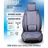 Fiat Fullback Yarı Deri Oto Koltuk Kılıfı Cepli 5li Tam Set - Norm - Füme