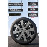 Fiat Jant Kapağı Seti 4 Adet 15" Inç Gri Siyah ( Egea Fiorino Doblo Linea Punto Albea Palio Uno ) R021 - Gri - Siyah - 15 inç