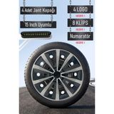 Fiat Jant Kapağı Seti 4 Adet 15" Inç Gri Siyah ( Egea Fiorino Doblo Linea Punto Albea Palio Uno ) R025 - Gri - Siyah - 15 inç