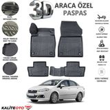 Fiat Linea 2007 Model Tam Uyumlu Kokusuz 3D Havuzlu Paspas - Siyah