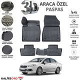 Fiat Linea 2008 Model Tam Uyumlu Kokusuz 3D Havuzlu Paspas - Siyah