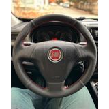 Fiat Linea Fiorino (Tuşsuz) Araca Özel Direksiyon Kılıfı (Noktalı Düz Kırmızı Dikişli)