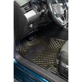 Fiat Linea Siyah Üzeri Sarı Dikiş 8d Premium Havuzlu Deri Oto Paspas - Siyah - Sarı