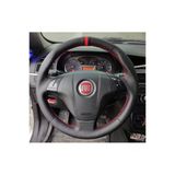Fiat Linea (Tuşlu) Araca Özel Dikmeli Direksiyon Kılıfı Nokta Düz Kırmızı Yüzüklü