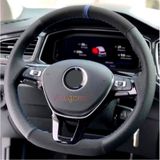 Fiat Linea Uyumlu Dikmeli Direksiyon Kilifi Nokta Desenli Alkantra Mavi Yuzuklu
