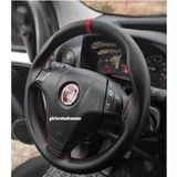 Fiat Linea Uyumlu Dikmeli Direksiyon Kılıfı Soft Siyah Deri Kırmızı Yüzüklü A+Plus ( 38×10.5CM )