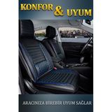 Fiat Palio Deri Oto Koltuk Kılıfı Ön Arka Set Plus Serisi Siyah Mavi Scr - Siyah - Mavi