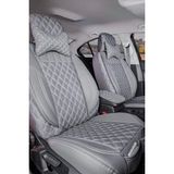 fiat Palio ile Uyumlu Lüx Yarı Deri Oto Koltuk Kılıfı Ön Arka Takım Petra Füme