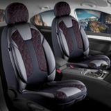 Fiat Palio Lüx Deri Detaylı Oto Koltuk Kılıfı Ön Arka Takım Cyrus SİYAH KIRMIZI