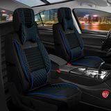 fiat Palio Lüx Deri Oto Koltuk Kılıfı Ön Arka Takım (Elit) Siyah Mavi - Siyah - Mavi