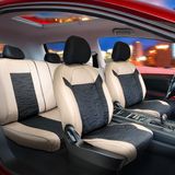 Fiat Palio Yarı Deri Oto Koltuk Kılıfı Ön Arka Set Bej Siyah Premium Seri Scr - Bej - Siyah