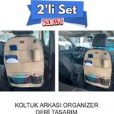 Fiat Panda Araç İçi Deri Koltuk Arkası Organizer 2'li Set Düzenleyici Bej