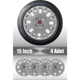 Fiat Punto Doblo Linea Fiorino 15" Inç Uyumlu 4 Adet 1 Takım Gri Kırılmaz Esnek Jant Kapağı 013 - Universal