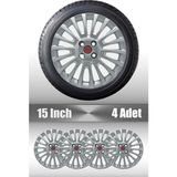Fiat Punto Doblo Linea Fiorino 15" Inç Uyumlu 4 Adet 1 Takım Gri Kırılmaz Esnek Jant Kapağı 020 - Universal