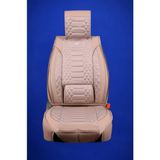 Fiat Tipo Yarı Deri Oto Koltuk Kılıfı Cepli Tam 5li Set - Norm - Bej
