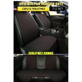 Fiat / Tofaş Murat 124 Terletmez Kumaş Minder Seti 7 Parça Full Takım Siyah-Kırmızı