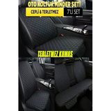 Fiat / Tofaş Murat 124 Terletmez Kumaş Minder Seti 7 Parça Full Takım Siyah-Mavi