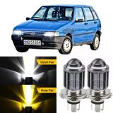 Fiat Uno 1992-2001 Uyumlu Mercekli Far Ampulü Led Xenon Çift Renk Sarı-Beyaz Far Şimşek Etkili Csp Led Lamba Uzun Kısa 2 Adet Takım