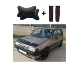 Fiat Uno Kaput Maskesi Kırmızı Nakış Kapitone Yastık-Kemer Setli 130MPS