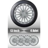 Fiat Uno Palio Albea 13" Inç Uyumlu 4 Adet 1 Takım Gri Kırılmaz Esnek Jant Kapağı 016 - Universal