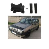 Fiat Uno Uyumlu Kaput Maskesi Siyah Nakış Kapitone Yastık-Kemer Setli 132MPS