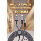 Fibaks 2'si 1 Arada Lightning & Type- C to 3.5mm Jack Aux Ses Kablosu Mikrofon Destekli Araç Ses Aktarım
