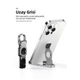 Fibaks 3'ü 1 Arada Alüminyum Alaşım Fidget Spinner Telefon Tablet Standı | Katlanabilir V Şekilli 360° Döner Stres Giderici El Oyuncağı | Anahtarlık Kancalı Taşınabilir Masaüstü Stand